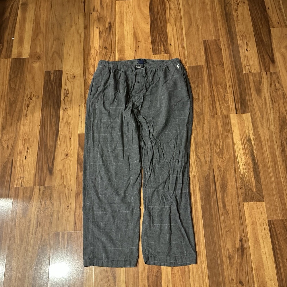 Polo Ralph Lauren Men's Pajama Pants XL Gray Pony Sleepwear Elastic & Drawstring